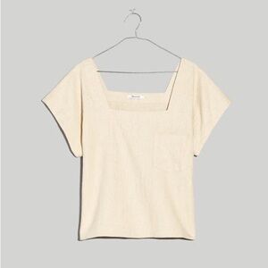 Madewell Natural Linen Cotton Square Neck Top size Large